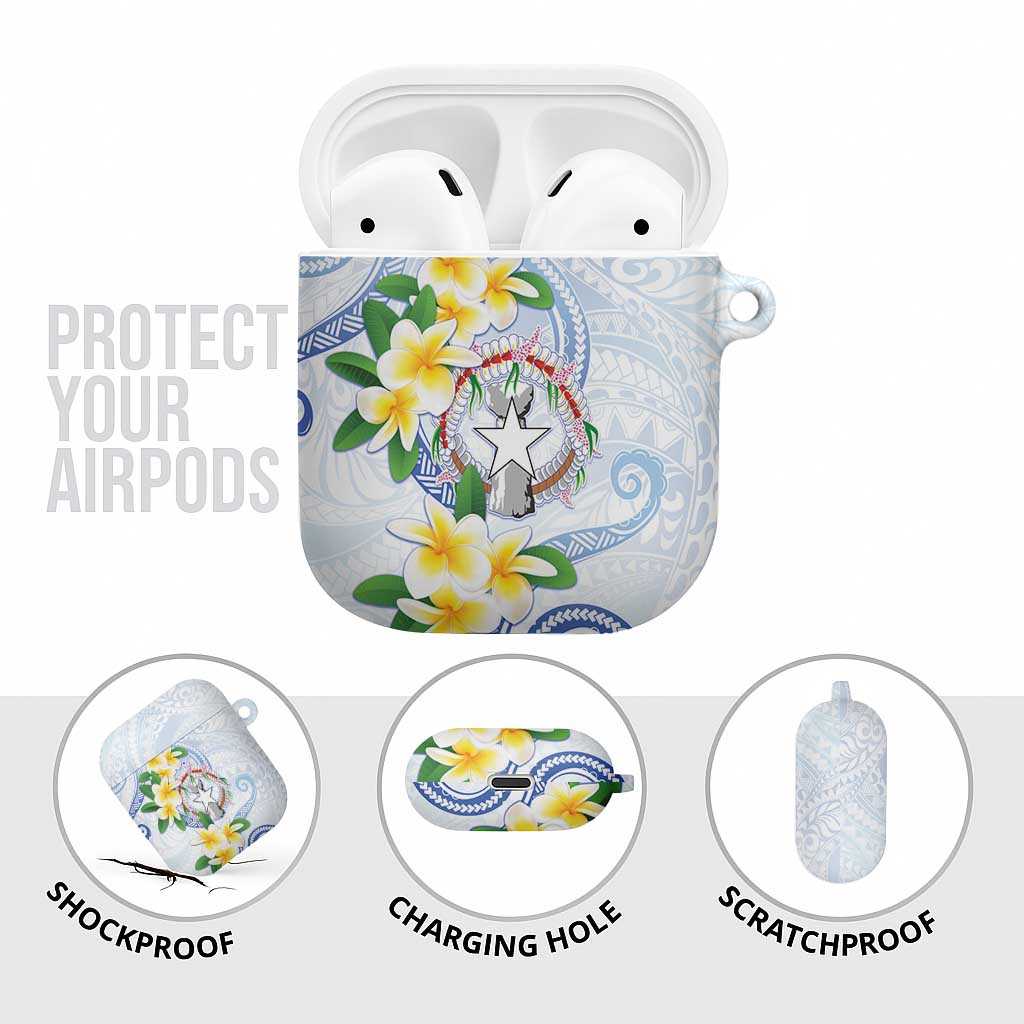 Northern Mariana Islands Chamorro AirPods Case Plumeria Curves Style White Version