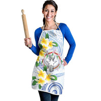 Northern Mariana Islands Chamorro Apron Plumeria Curves Style White Version