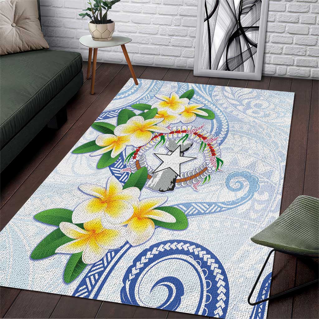 Northern Mariana Islands Chamorro Area Rug Plumeria Curves Style White Version LT05 White - Polynesian Pride