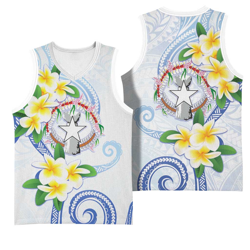 Northern Mariana Islands Chamorro Basketball Jersey Plumeria Curves Style White Version LT05 - Polynesian Pride