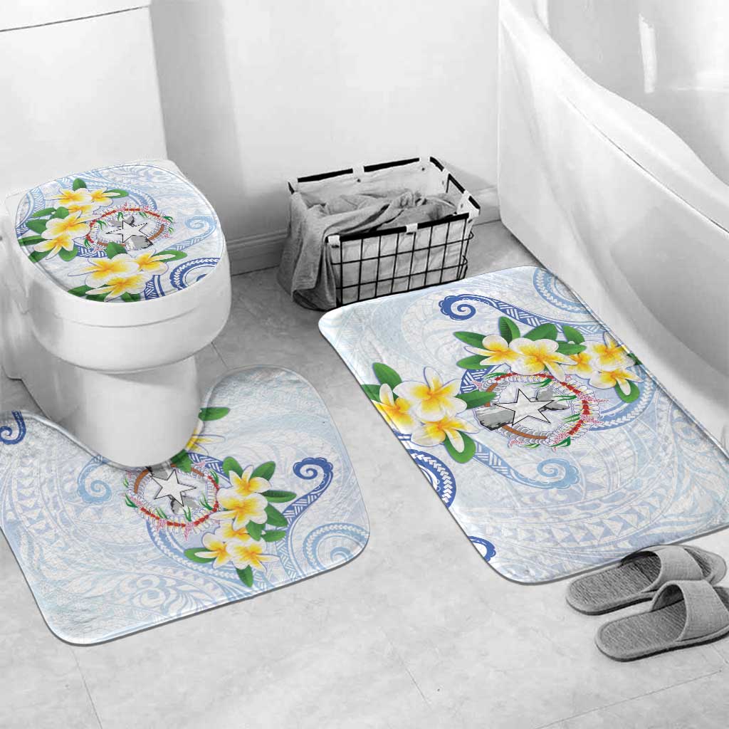 Northern Mariana Islands Chamorro Bathroom Set Plumeria Curves Style White Version