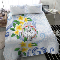 Northern Mariana Islands Chamorro Bedding Set Plumeria Curves Style White Version