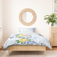 Northern Mariana Islands Chamorro Bedding Set Plumeria Curves Style White Version