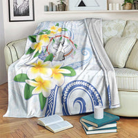 Northern Mariana Islands Chamorro Blanket Plumeria Curves Style White Version
