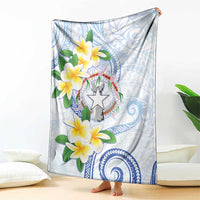 Northern Mariana Islands Chamorro Blanket Plumeria Curves Style White Version