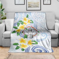 Northern Mariana Islands Chamorro Blanket Plumeria Curves Style White Version