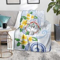 Northern Mariana Islands Chamorro Blanket Plumeria Curves Style White Version