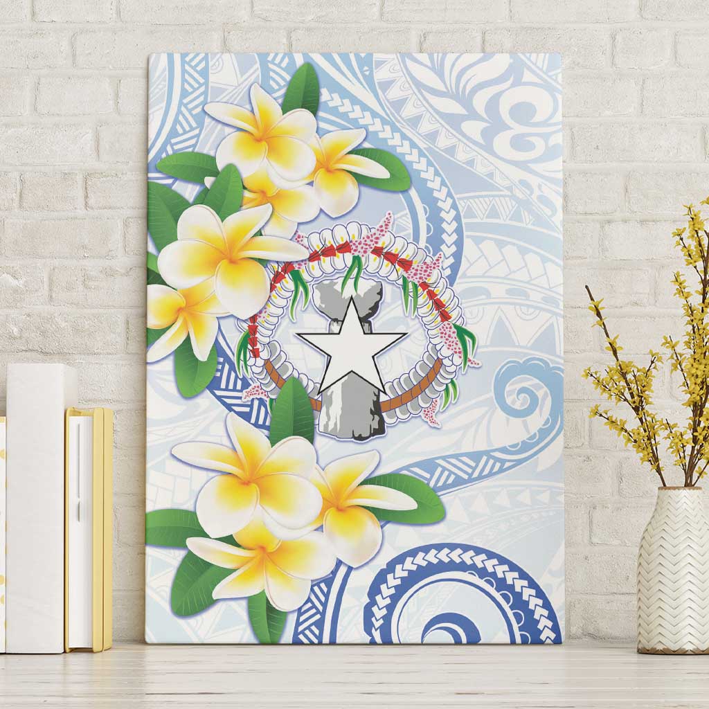 Northern Mariana Islands Chamorro Canvas Wall Art Plumeria Curves Style White Version LT05 Without Frame White - Polynesian Pride
