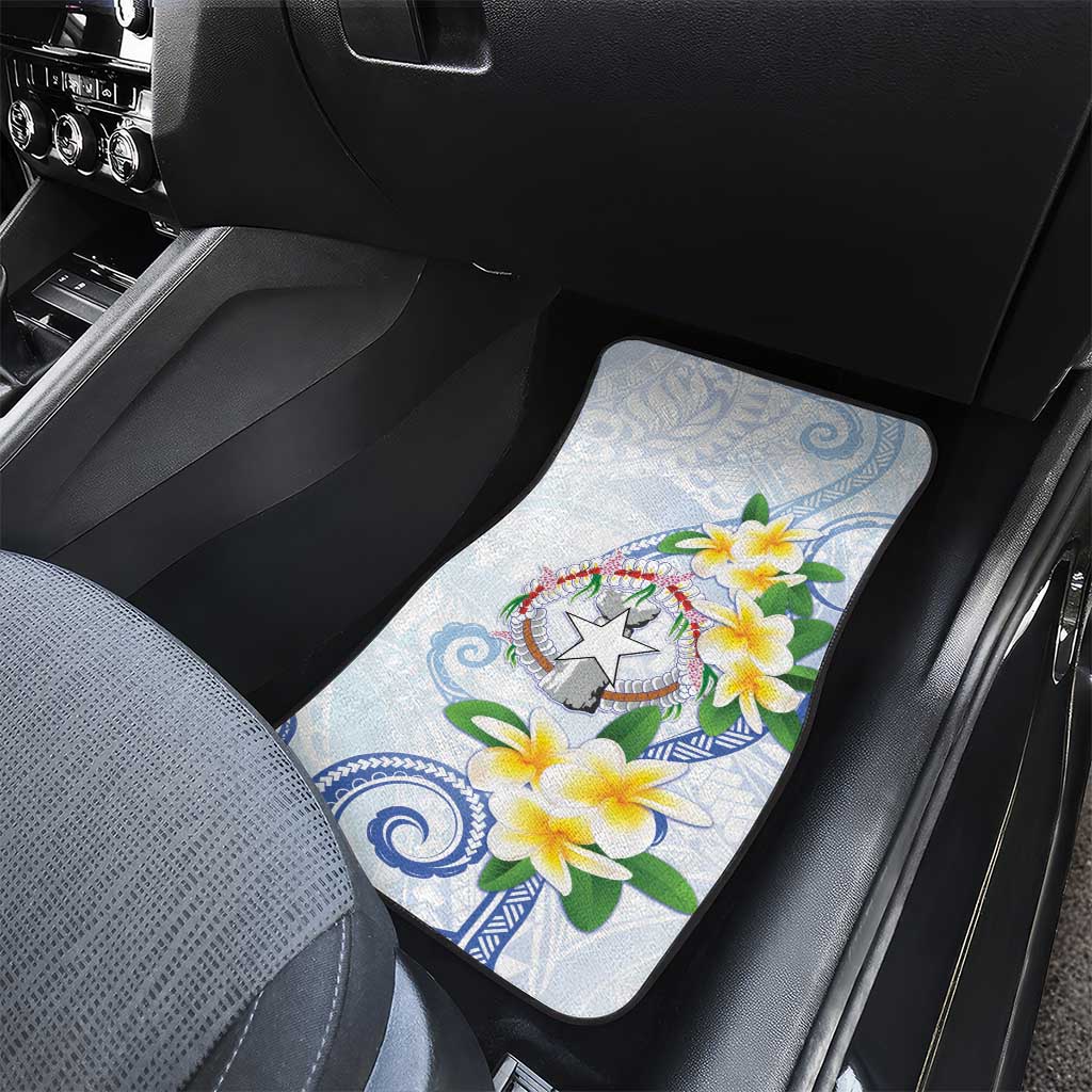 Northern Mariana Islands Chamorro Car Mats Plumeria Curves Style White Version