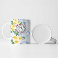 Northern Mariana Islands Chamorro Ceramic Mug Plumeria Curves Style White Version