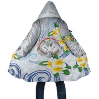 Northern Mariana Islands Chamorro Cloak Plumeria Curves Style White Version