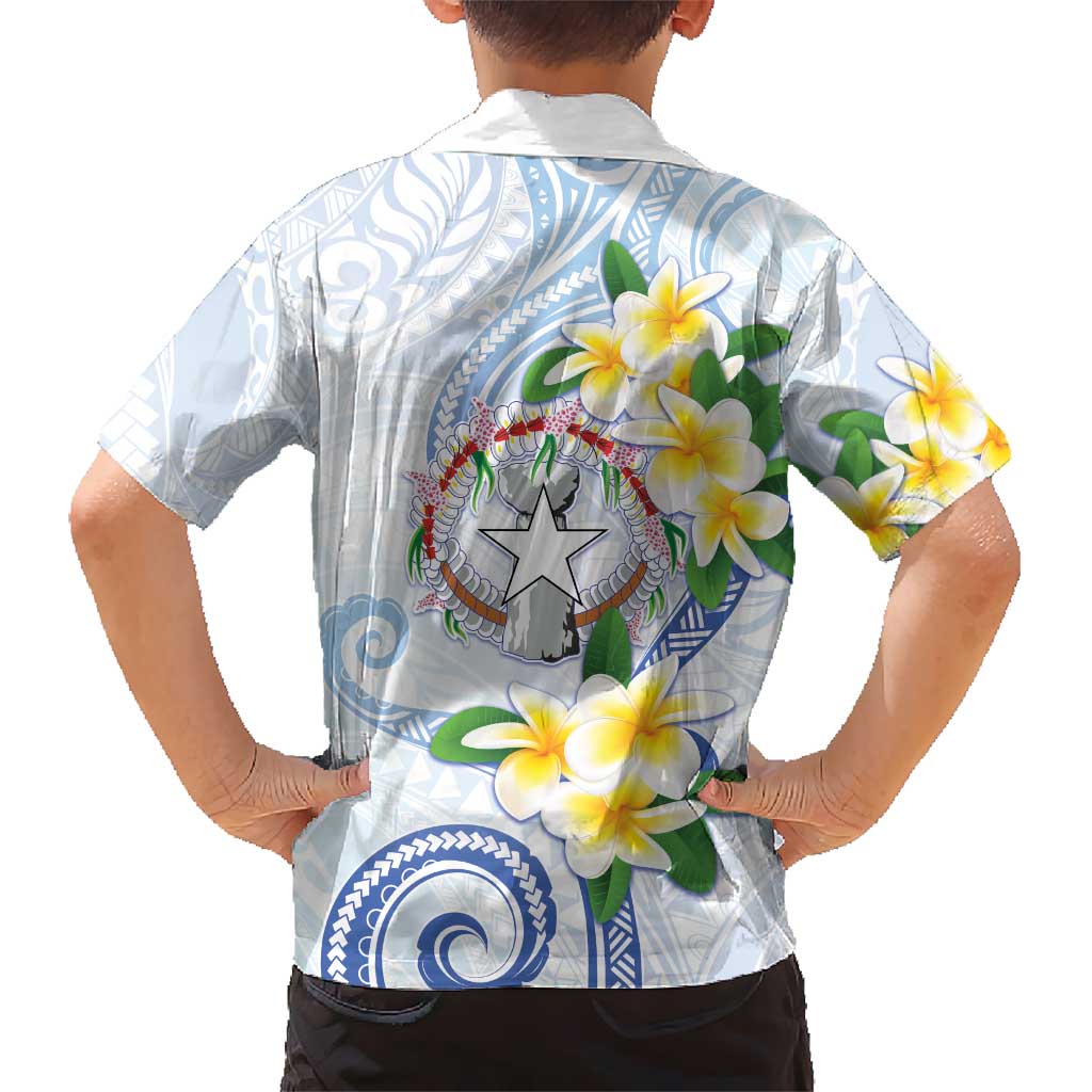 Northern Mariana Islands Chamorro Family Matching Off Shoulder Short Dress and Hawaiian Shirt Plumeria Curves Style White Version
