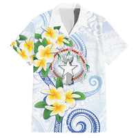 Northern Mariana Islands Chamorro Family Matching Tank Maxi Dress and Hawaiian Shirt Plumeria Curves Style White Version