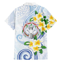 Northern Mariana Islands Chamorro Family Matching Tank Maxi Dress and Hawaiian Shirt Plumeria Curves Style White Version