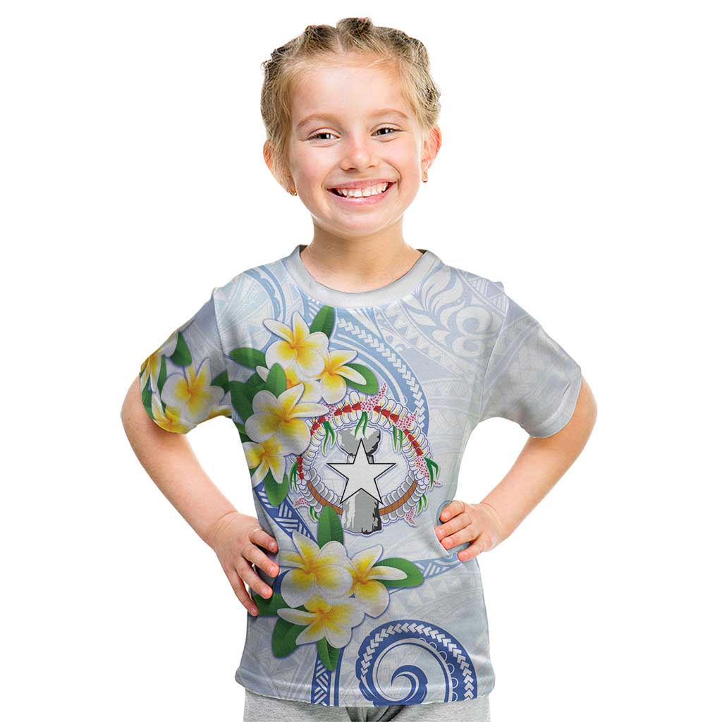 Northern Mariana Islands Chamorro Kid T Shirt Plumeria Curves Style White Version LT05 White - Polynesian Pride