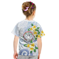 Northern Mariana Islands Chamorro Kid T Shirt Plumeria Curves Style White Version LT05 - Polynesian Pride