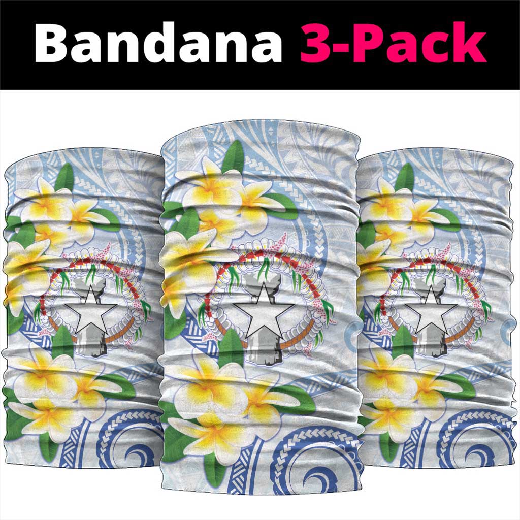 Northern Mariana Islands Chamorro Neck Gaiter Plumeria Curves Style White Version LT05 package One Size: 25*50cm White - Polynesian Pride