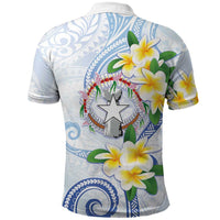 Northern Mariana Islands Chamorro Polo Shirt Plumeria Curves Style White Version LT05 - Polynesian Pride