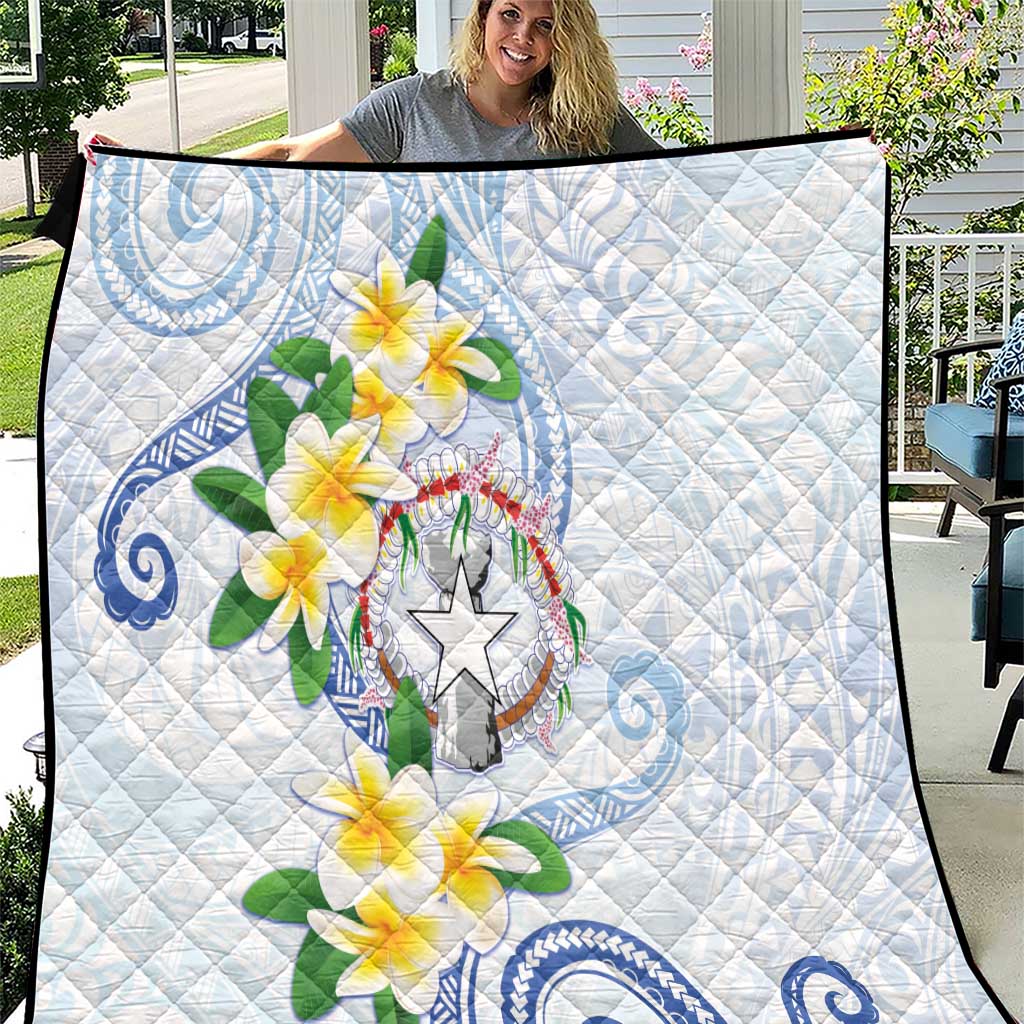 Northern Mariana Islands Chamorro Quilt Plumeria Curves Style White Version