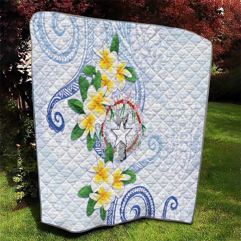 Northern Mariana Islands Chamorro Quilt Plumeria Curves Style White Version