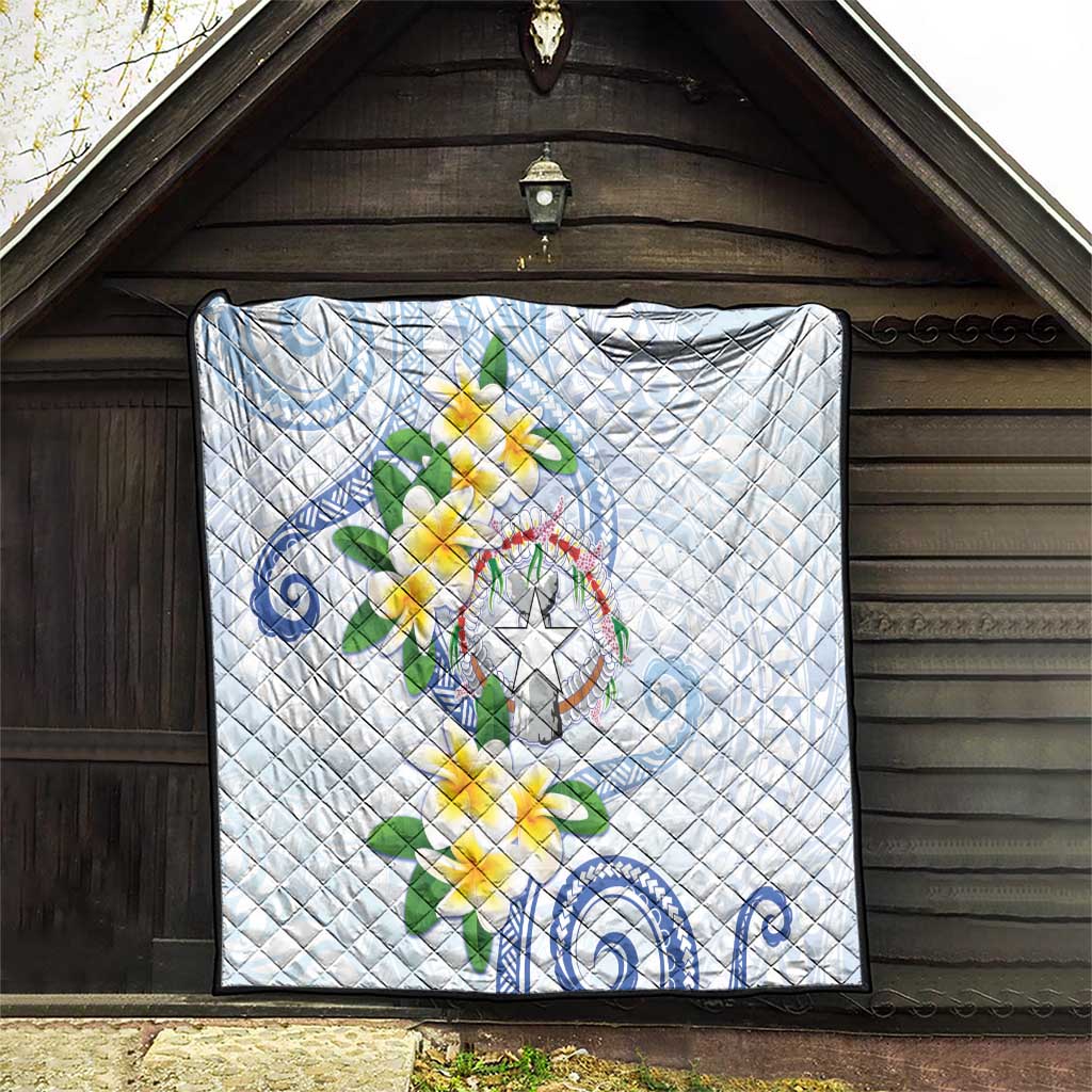 Northern Mariana Islands Chamorro Quilt Plumeria Curves Style White Version