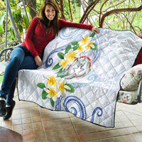 Northern Mariana Islands Chamorro Quilt Plumeria Curves Style White Version
