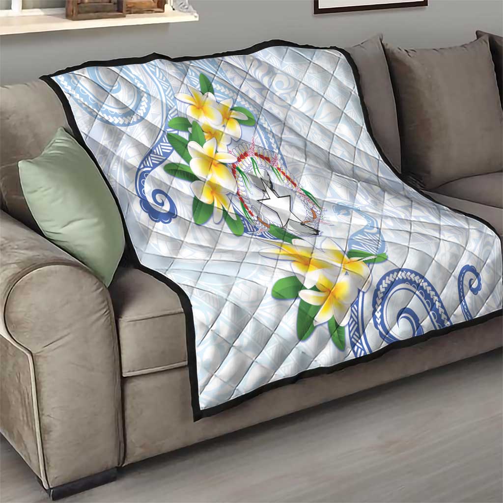 Northern Mariana Islands Chamorro Quilt Plumeria Curves Style White Version