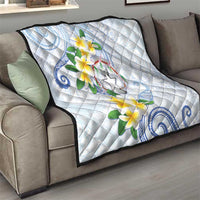 Northern Mariana Islands Chamorro Quilt Plumeria Curves Style White Version