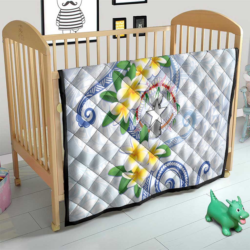 Northern Mariana Islands Chamorro Quilt Plumeria Curves Style White Version