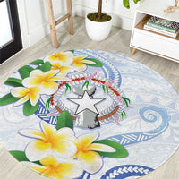 Northern Mariana Islands Chamorro Round Carpet Plumeria Curves Style White Version