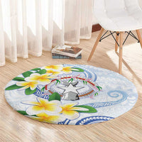 Northern Mariana Islands Chamorro Round Carpet Plumeria Curves Style White Version