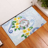 Northern Mariana Islands Chamorro Rubber Doormat Plumeria Curves Style White Version