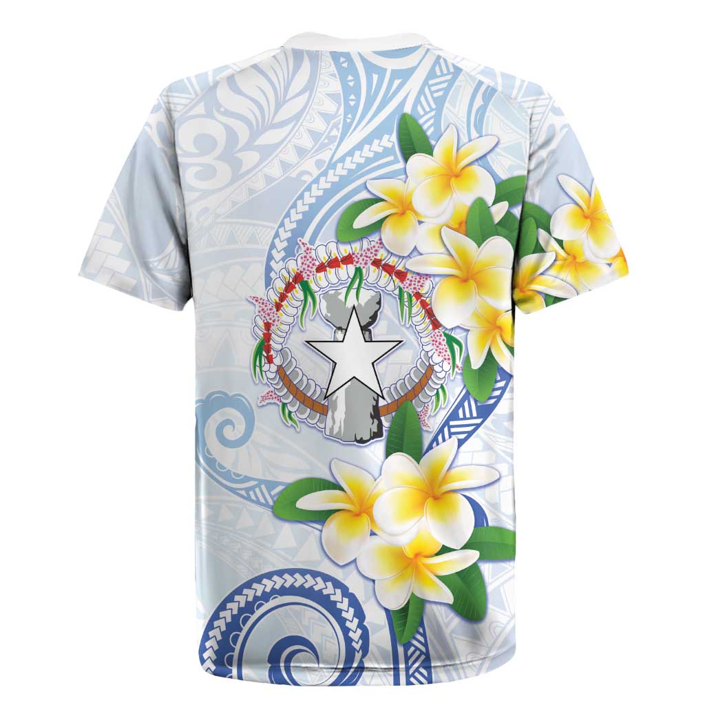 Northern Mariana Islands Chamorro Rugby Jersey Plumeria Curves Style White Version