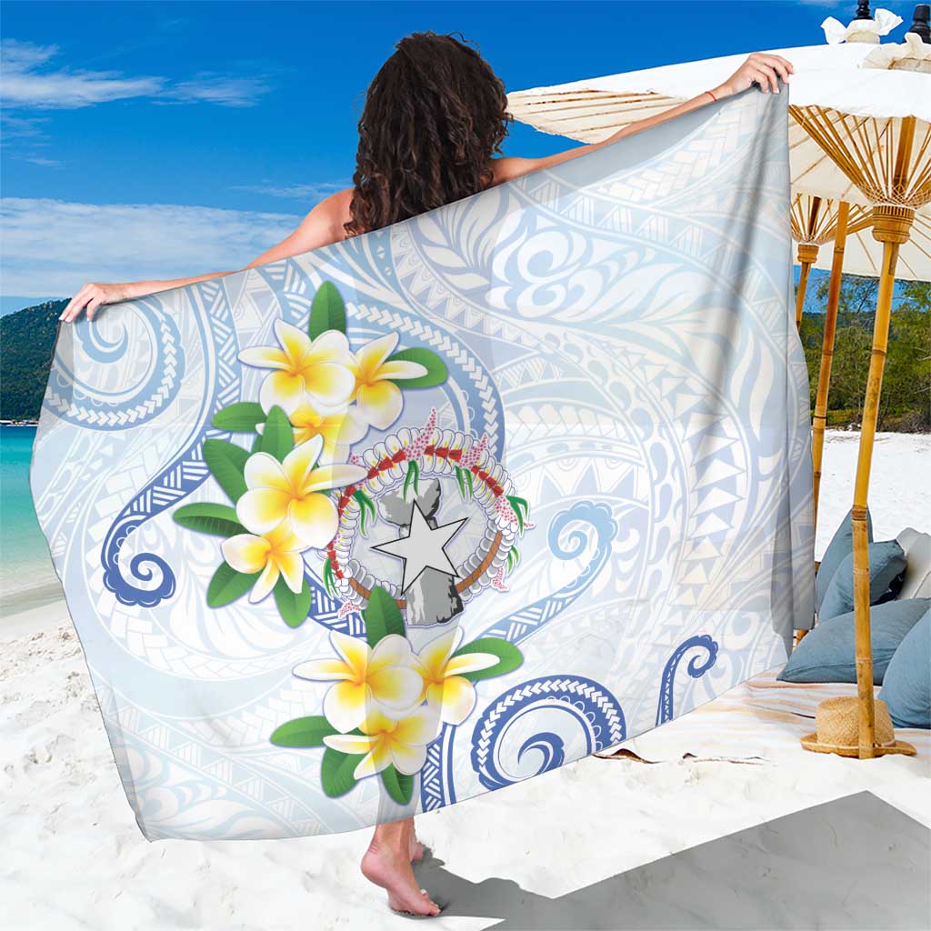 Northern Mariana Islands Chamorro Sarong Plumeria Curves Style White Version