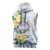 Northern Mariana Islands Chamorro Sleeveless Hoodie Plumeria Curves Style White Version