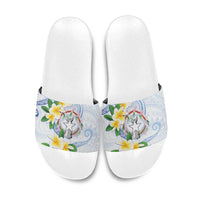 Northern Mariana Islands Chamorro Slide Sandals Plumeria Curves Style White Version