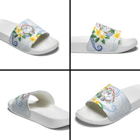 Northern Mariana Islands Chamorro Slide Sandals Plumeria Curves Style White Version
