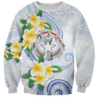 Northern Mariana Islands Chamorro Sweatshirt Plumeria Curves Style White Version