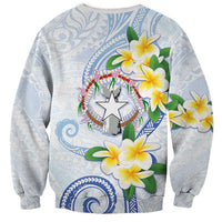 Northern Mariana Islands Chamorro Sweatshirt Plumeria Curves Style White Version