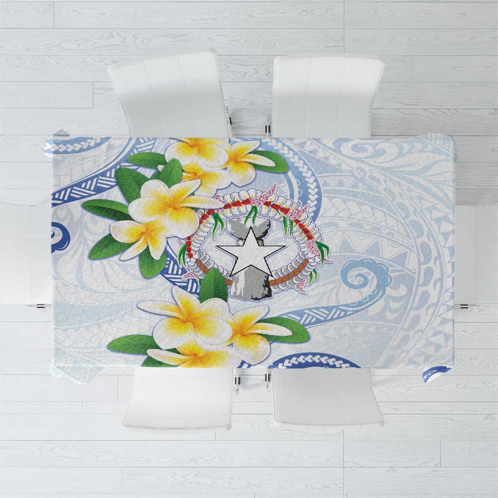 Northern Mariana Islands Chamorro Tablecloth Plumeria Curves Style White Version LT05 White - Polynesian Pride
