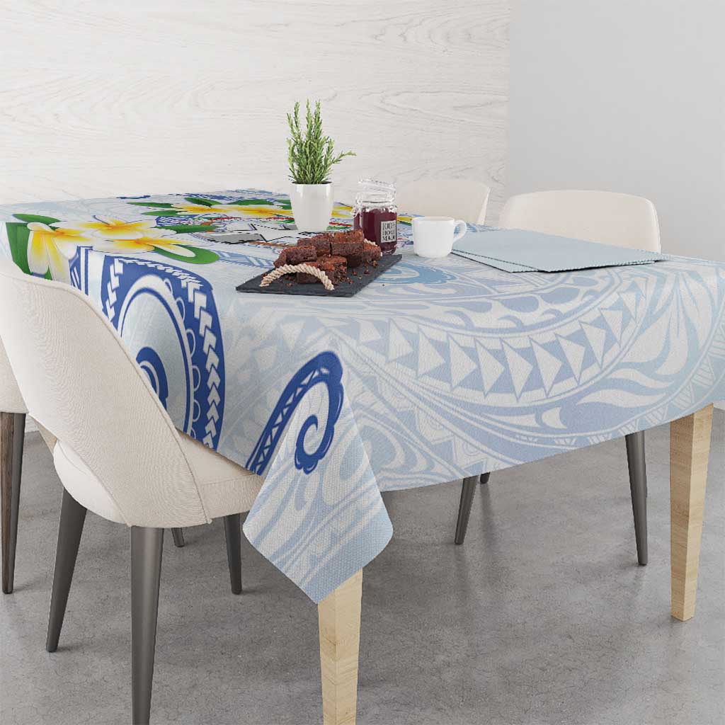 Northern Mariana Islands Chamorro Tablecloth Plumeria Curves Style White Version LT05 - Polynesian Pride