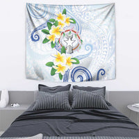 Northern Mariana Islands Chamorro Tapestry Plumeria Curves Style White Version