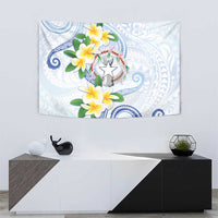 Northern Mariana Islands Chamorro Tapestry Plumeria Curves Style White Version
