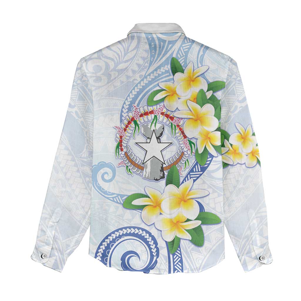 Northern Mariana Islands Chamorro Women Casual Shirt Plumeria Curves Style White Version