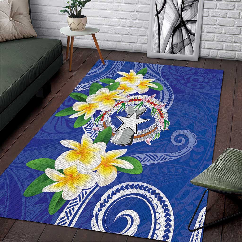 Northern Mariana Islands Chamorro Area Rug Plumeria Curves Style Navy Version LT05 Navy - Polynesian Pride