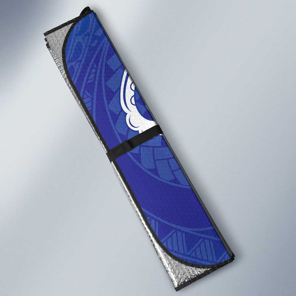 Northern Mariana Islands Chamorro Auto Sun Shade Plumeria Curves Style Navy Version