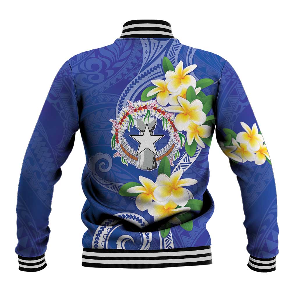 Northern Mariana Islands Chamorro Baseball Jacket Plumeria Curves Style Navy Version LT05 - Polynesian Pride