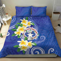 Northern Mariana Islands Chamorro Bedding Set Plumeria Curves Style Navy Version