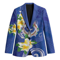 Northern Mariana Islands Chamorro Blazer Plumeria Curves Style Navy Version