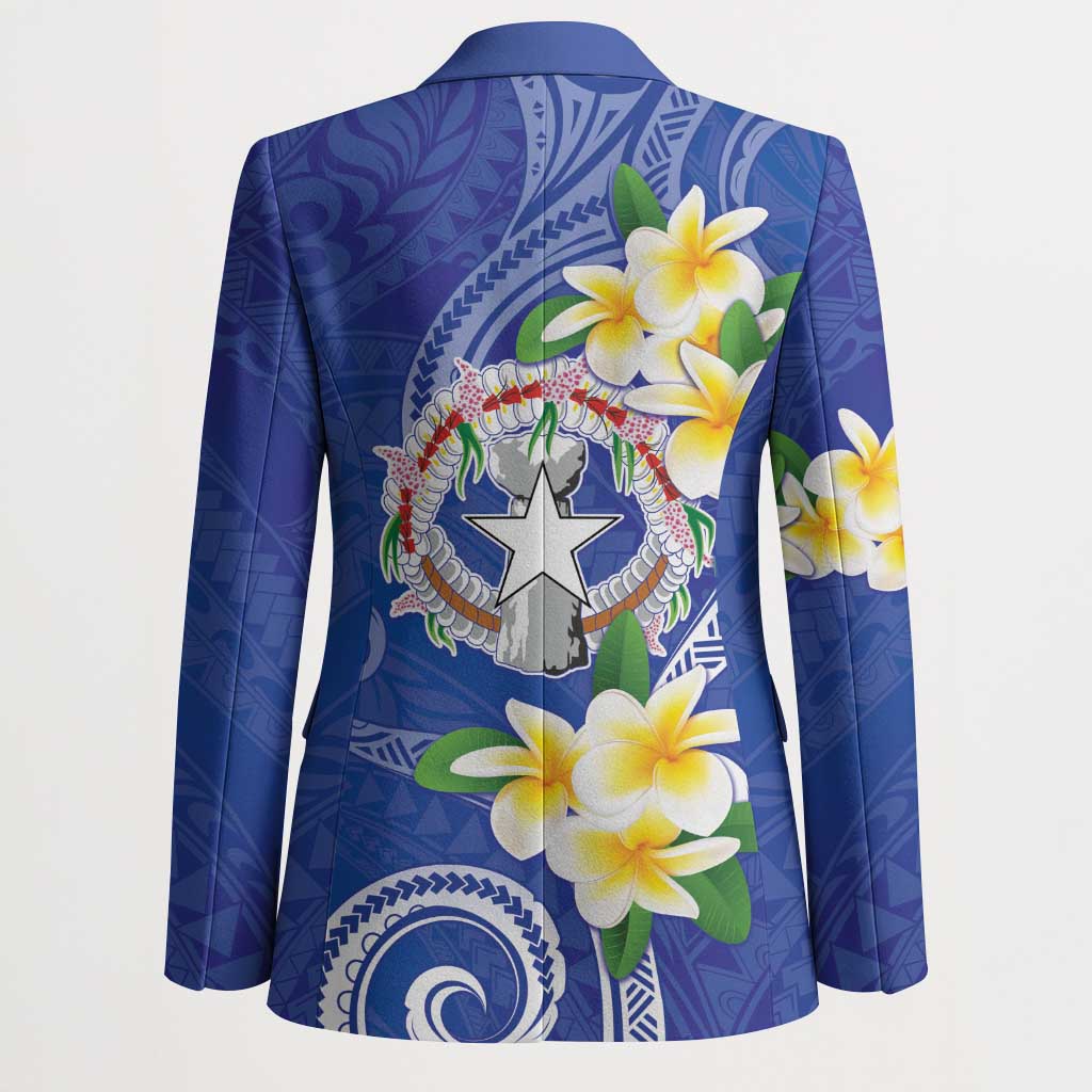 Northern Mariana Islands Chamorro Blazer Plumeria Curves Style Navy Version